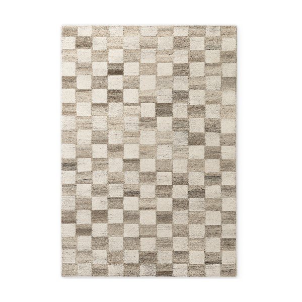 Кремав ръчно изработен вълнен килим 80x150 cm Boho 1.0 Quadra – Vikosa