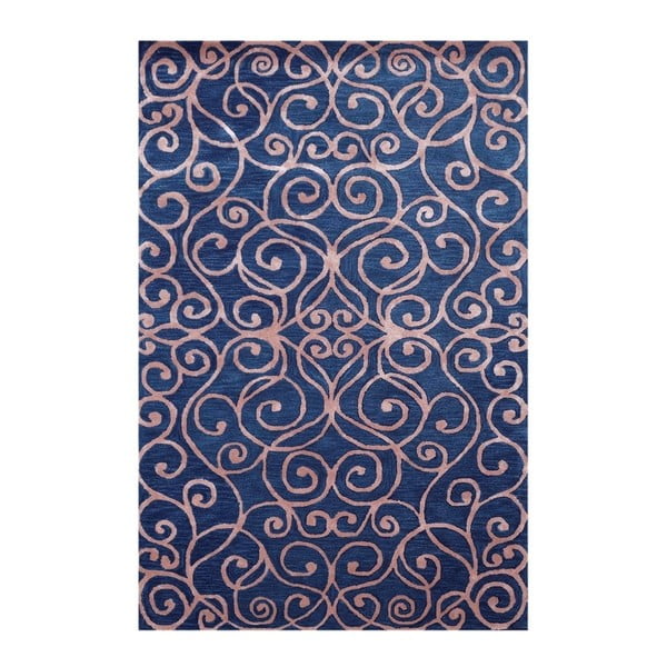 Ručně tuftovaný modrý koberec Bakero Monte Carlo, 183 x 122 cm