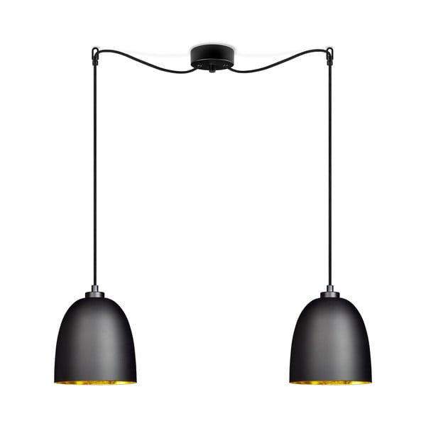 Черна висяща лампа с две рамена и златни детайли AWA Elementary 2S Awa - Sotto Luce
