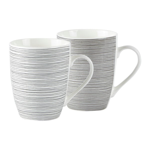 Комплект от 2 порцеланови чаши на райета , 300 ml - KJ Collection