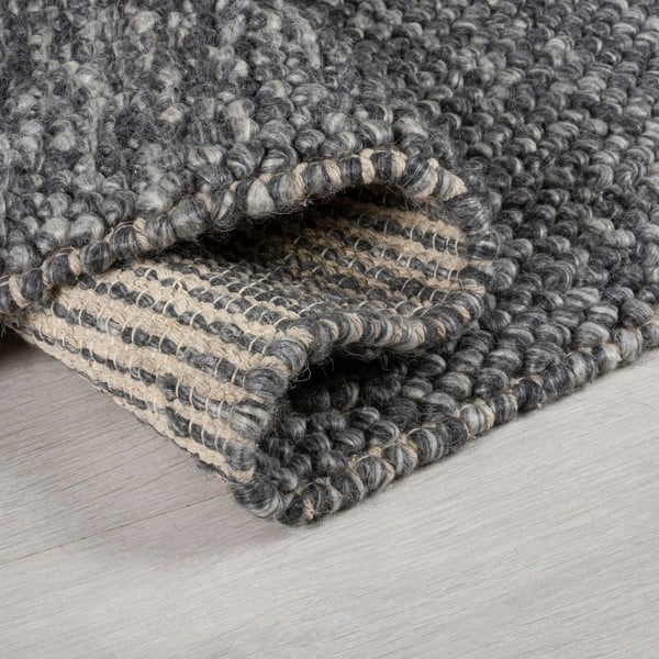 Тъмносива ръчно изработена пътека със смес от вълна 60x230 cm Minerals – Flair Rugs-image-3
