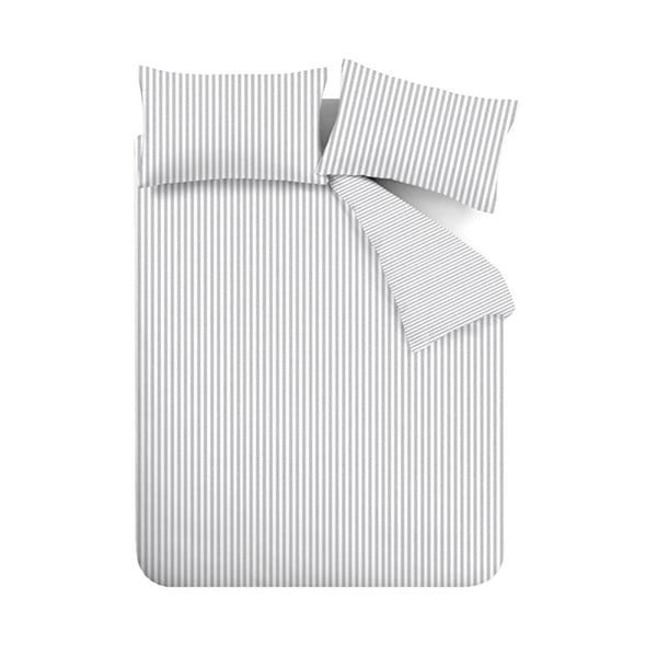 Сиво единично  фланелено спално бельо 135x200 cm Stripe – Catherine Lansfield