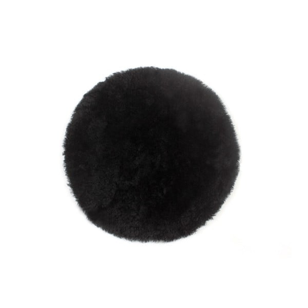 Černý vlněný polštář z ovčí kožešiny Auskin Fay, ∅ 35 cm