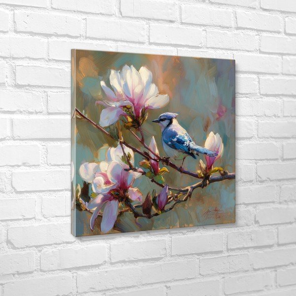 Печатна върху платно картина 32x32 cm Bluejay & Blossom – Styler-image-4