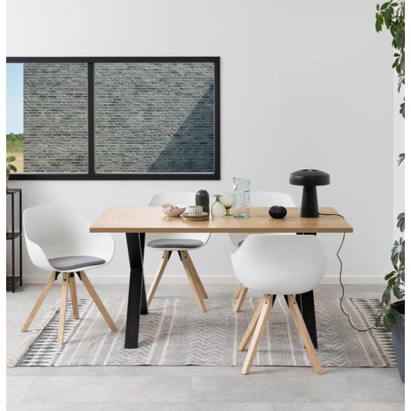 Бели/сиви тапицирани трапезни столове в комплект с подлакътници 2 бр. Tina – Actona-image-1