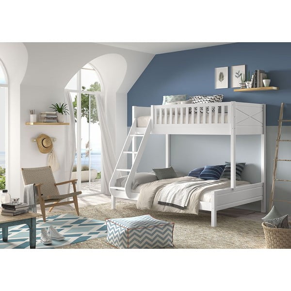 Бяло двуетажно легло за деца 140x200/90x200 cm Scott - Vipack-image-3