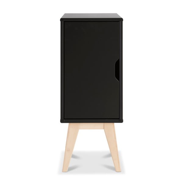 Černý ručně vyráběný noční stolek z masivního březového dřeva Kiteen Kolo