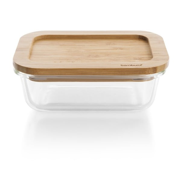 Стъклена кутия за съхранение с бамбуков капак Стъклена кутия за съхранение, 370 ml - Bambum
