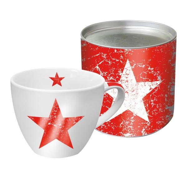 Чаша от костен порцелан с коледен мотив в кутия за подаръци Star Fashion Red, 450 ml - PPD