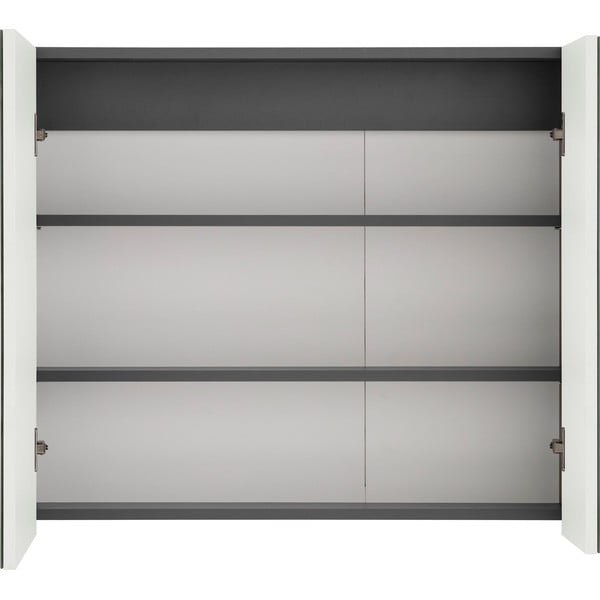 Сив стенен шкаф за баня с огледало , 80 x 70 cm Wisla - Støraa-image-1