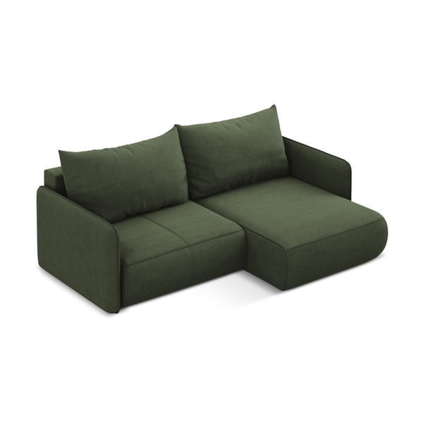 Зелен разтегателен ъглов диван с място за съхранение (десен ъгъл) Nanea – Makamii-image-4