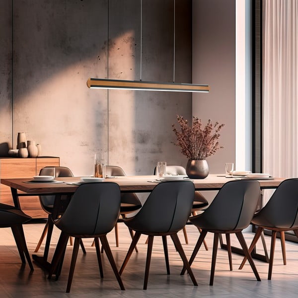 Черно и естествено LED висящо осветително тяло Deacon – Trio-image-2