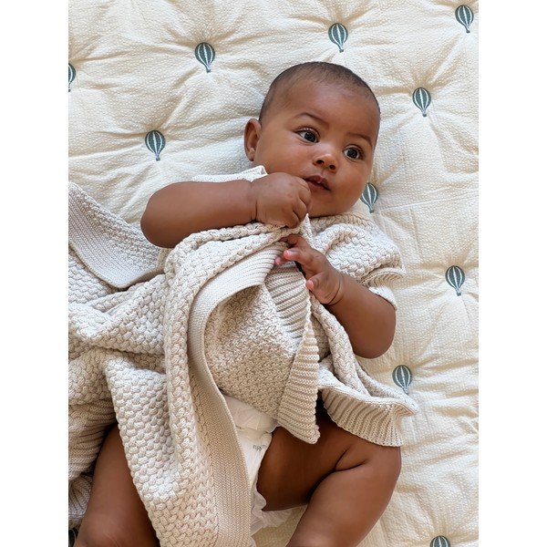 Светложълто/синьо  олекотено бебешко одеяло от органичен памук 90x120 cm Balloon – Cam Cam Copenhagen-image-2