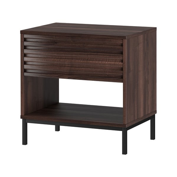 Тъмнокафяво нощно шкафче с орехов плот Celine – Støraa-image-1