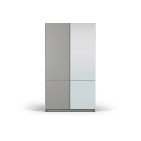 Сив гардероб с огледало и плъзгащи се врати 122x215 cm Lisburn - Cosmopolitan Design