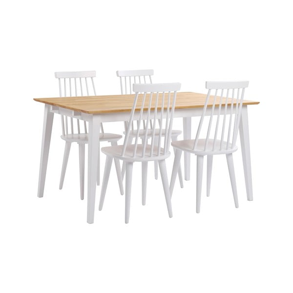 Дъбова маса за хранене с бели крака Mimi, 140 x 90 cm Filippa - Rowico-image-3