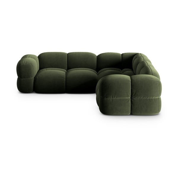 Зелен кадифен ъглов диван Loretto – Cosmopolitan Design