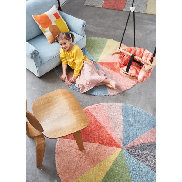 Вълнен ръчно изработен детски килим подходящ за пране ø120 cm Pie Chart – Lorena Canals-image-1