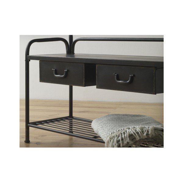 Черен метален шкаф за дрехи с пейка и поставка за обувки Gerome - Geese-image-2