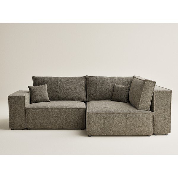 Кафяв шенилов сгъваем/с място за съхранение ъглов диван (десен ъгъл/L форма) Tonga – Maison de Rêve-image-2