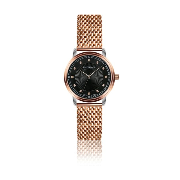 Дамски часовник с 4 диаманта и каишка от неръждаема стомана в златисто розово Diamond - Walter Bach
