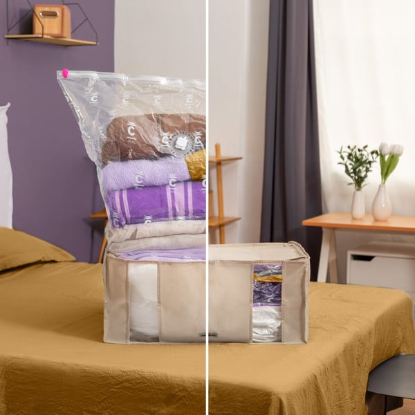 Вакуумна текстилна кутия за съхранение на дрехи 65x50x27 cm Life – Compactor-image-1