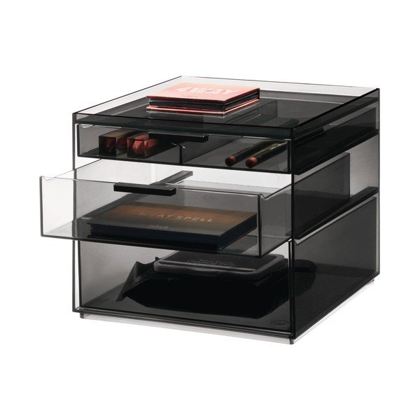 Матово черен органайзер за козметика за баня от рециклирана пластмаса - iDesign-image-3