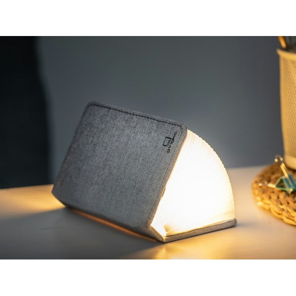 Сива малка настолна LED лампа във формата на книга Booklight - Gingko