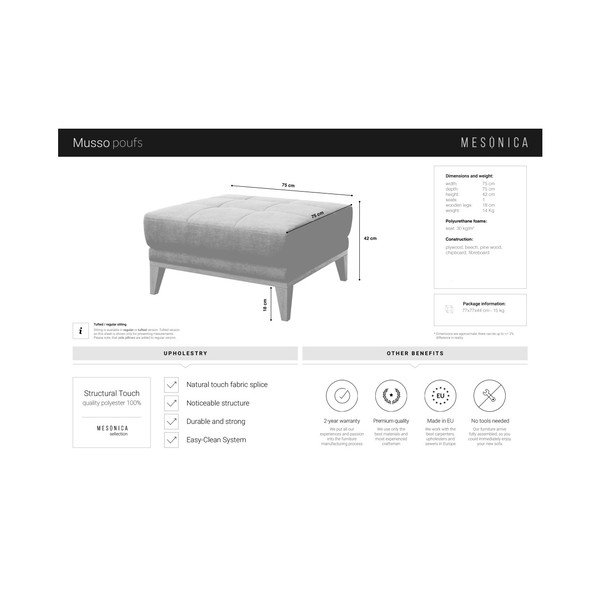 Сив тапициран отоман Musso - MESONICA-image-3
