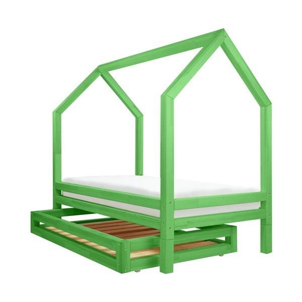 Set zelené zásuvky a 4 přídavných nohou k posteli Benlemi Funny, 80 x 180 cm