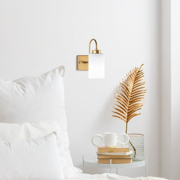 Бяла/ в златист цвят стенна лампа ø 10 cm Duzsuz – Opviq lights-image-1