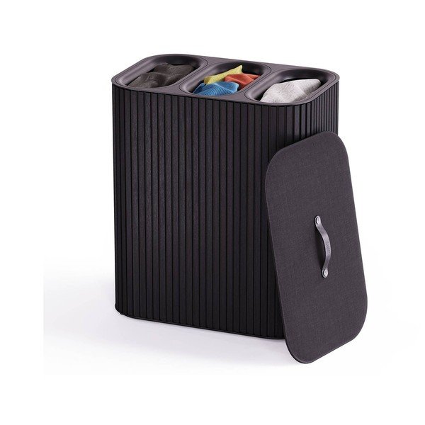 Черен бамбуков кош за пране 3x30 l Tota Trio Luxe – Joseph Joseph