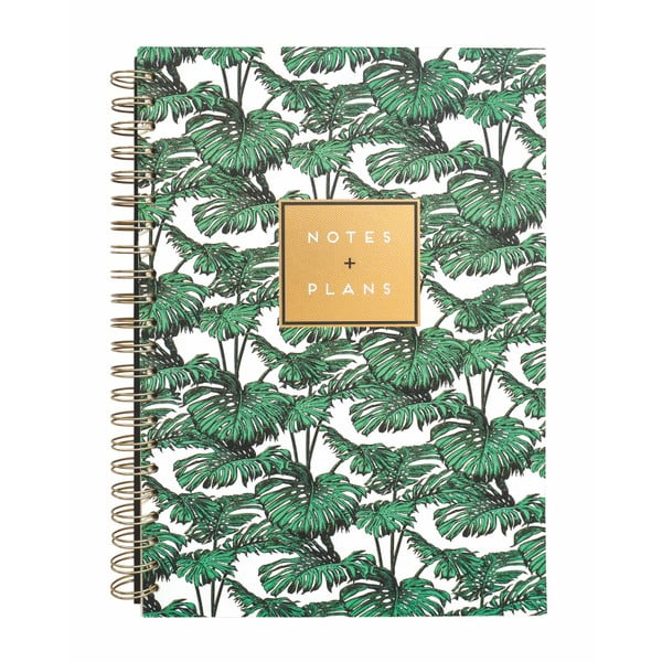 Zápisník A4 s kroužkovou vazbou Portico Designs Palm Leaves, 240 stránek