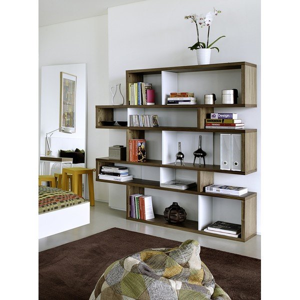 Кафяв и бял шкаф за книги Лондон, височина 160 cm - TemaHome-image-1