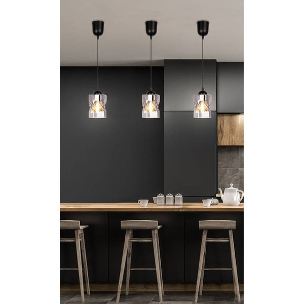 Черна висяща лампа със стъклен абажур ø 10 cm Felis - Candellux Lighting-image-1