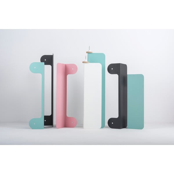 Стенен рафт от зелена стомана с детайли от дъбово дърво с 2 куки, дължина 60 см Hook - Gazzda-image-4