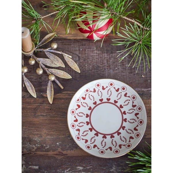 Кремава десертна глинена чиния с коледен мотив ø 16 cm Jolly – Bloomingville-image-1