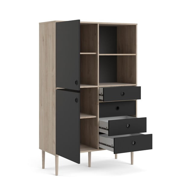 Черна етажерка за книги с дъбов ръб 99x154 cm Rome - Tvilum-image-3