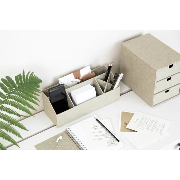 Бежова кутия за чекмеджета с 3 отделения Ingrid - Bigso Box of Sweden-image-1