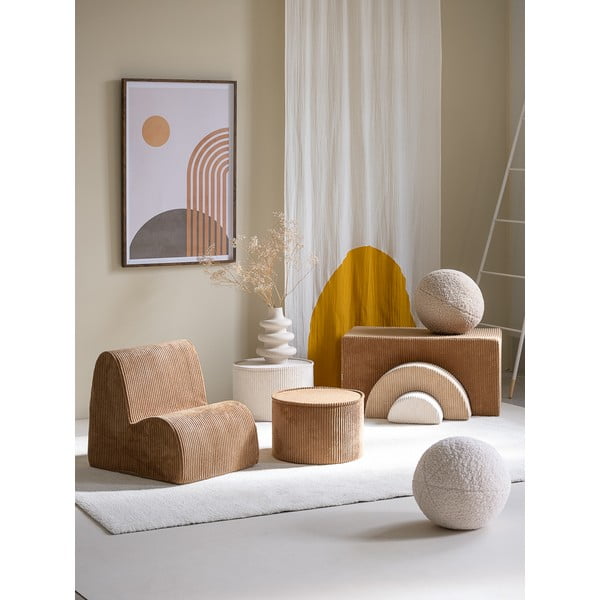 Кафяв детски пуф от рипсено кадифе – Wigiwama-image-3