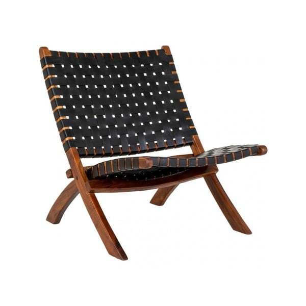 Черно кожено кресло с плетка Perugia - House Nordic