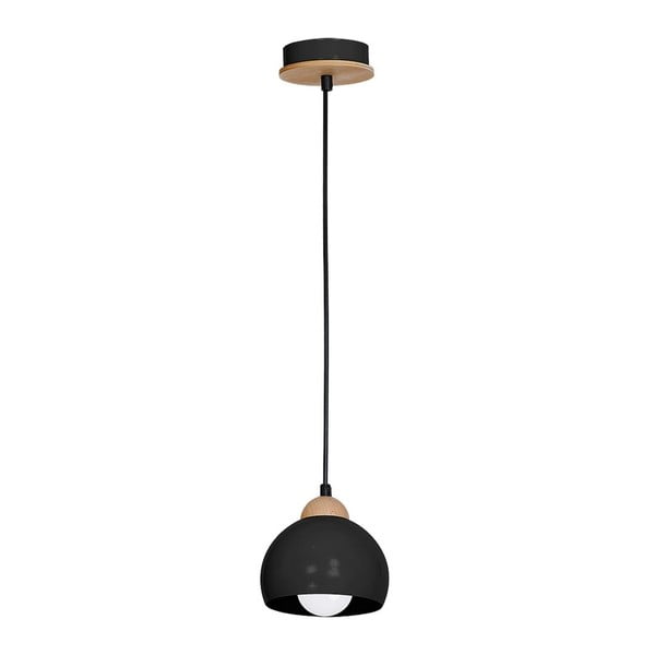 Черна висяща лампа с дървени детайли Dama Uno - Unknown