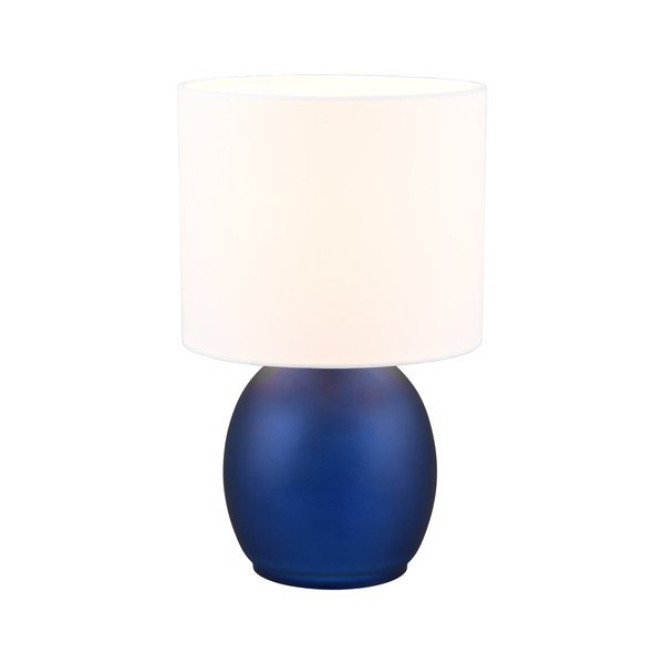 Бяла и синя настолна лампа с текстилен абажур (височина 29 cm) Vela - Trio-image-2