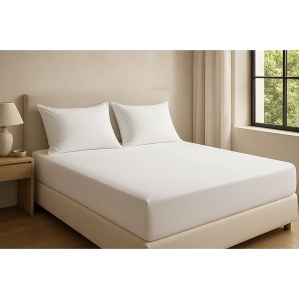 Бял еластичен чаршаф от памук Renforcé 200x140 cm Ranforce – Mila Home Luxury-image-2