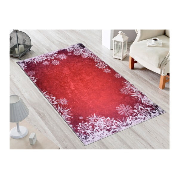Червен и бял килим Снежинки, 80 x 120 cm - Vitaus