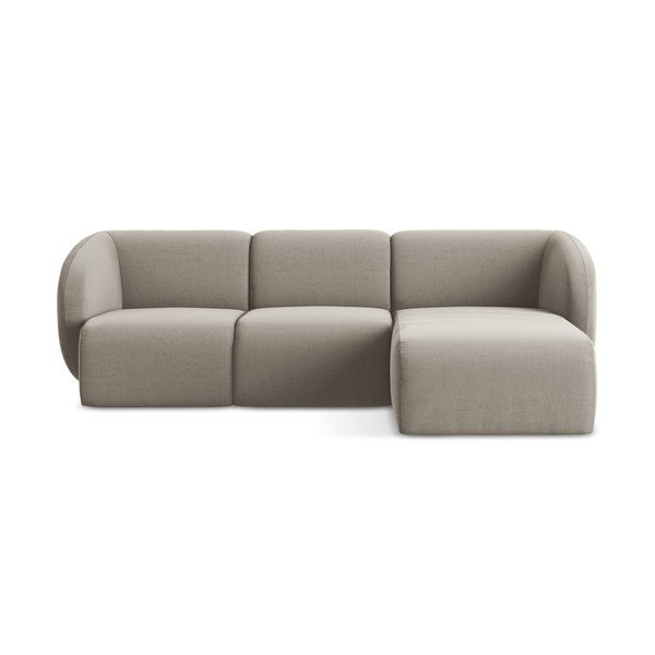 Светлокафяв кадифен ъглов диван (десен ъгъл) Lani – Makamii