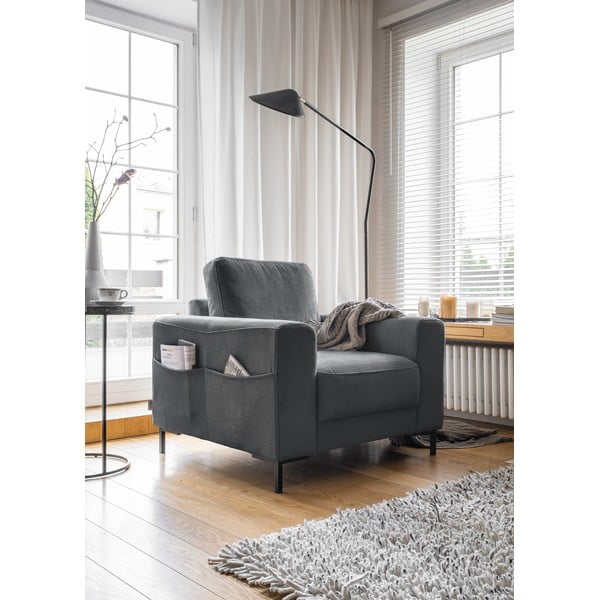 Тъмносиво кресло от рипсено кадифе Lofty Lilly – Miuform-image-2