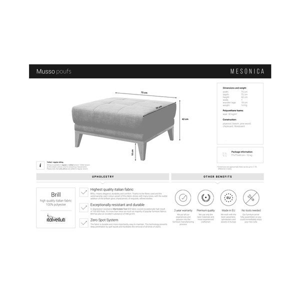 Маслиненозелен тапициран отоман Musso - MESONICA-image-3