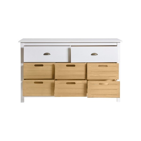 Бял скрин от масивен бор с 8 чекмеджета Ibiza - Marckeric-image-3