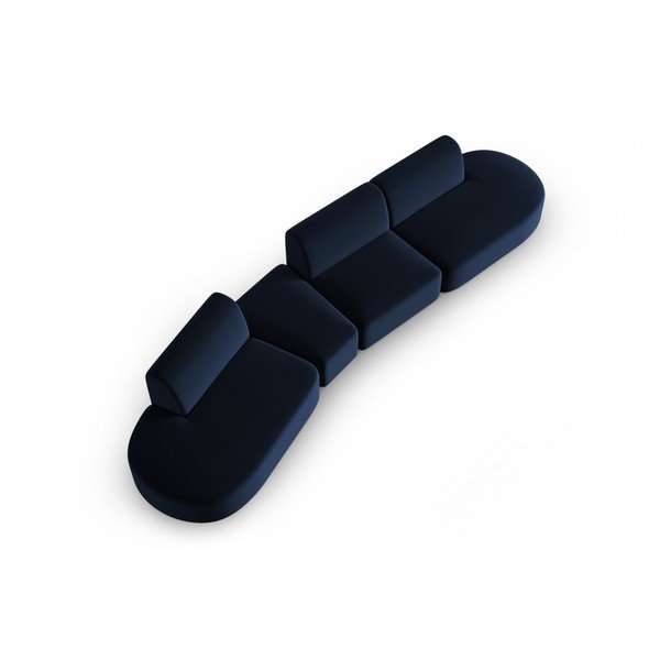 Син кадифен диван с ляв ъгъл 428 cm Paolo – Milo Casa-image-1
